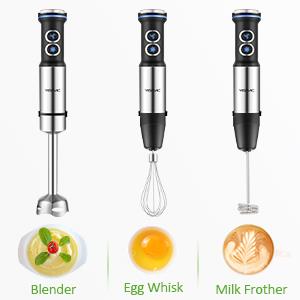  YISSVIC 3 in 1 Hand Blender 1200W food grade stainless steel 